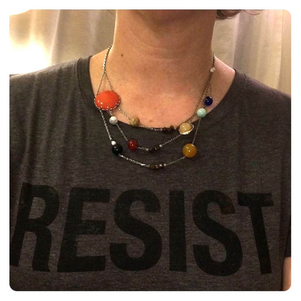 Solar system sterling statement necklace